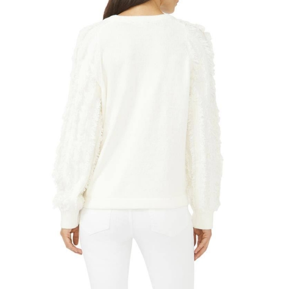 1. State Fringe Sleeve Boy Meets Girl Crewneck Sweater Antique White - Picture 3 of 8